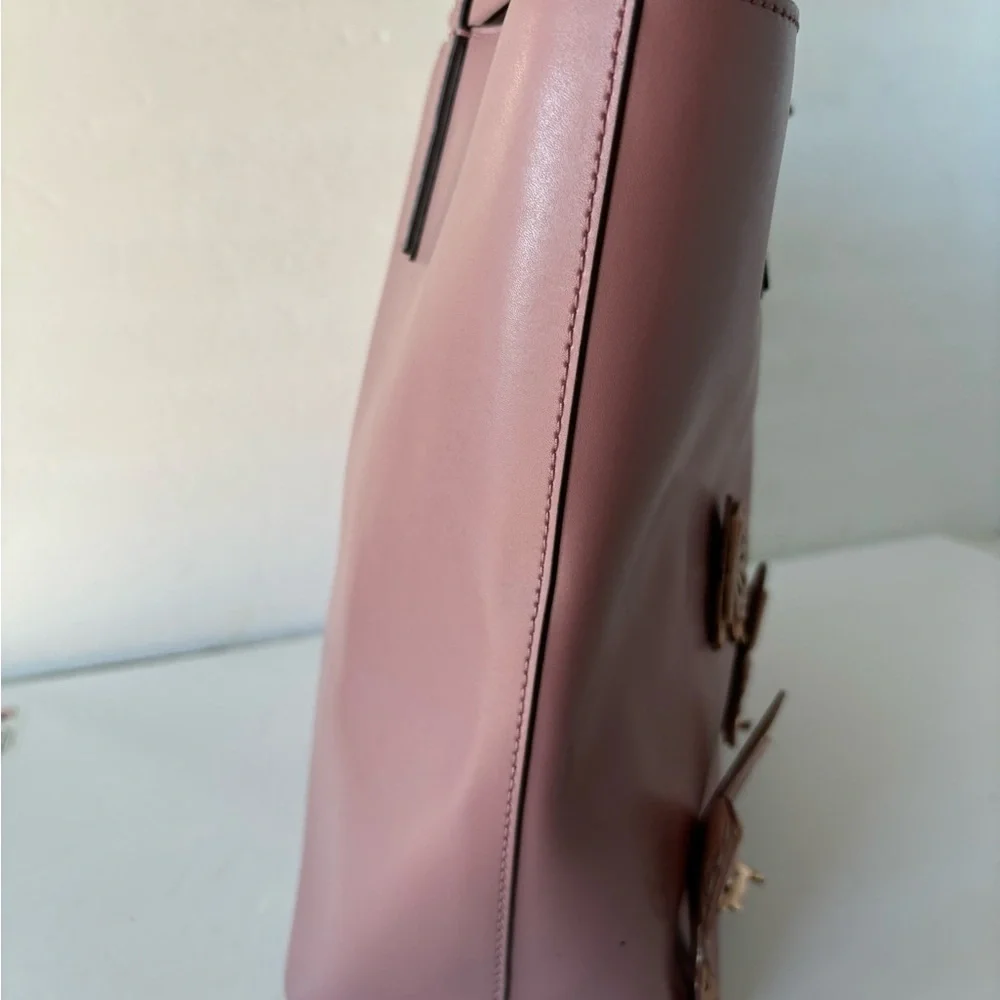 Kate Spade NWOT Mauve Leather Tote With Butterfly Leather Appliqués
